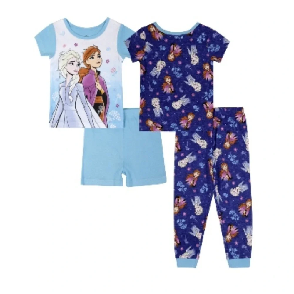 Frozen Toddler Girls Short Sleeves Pajama Set, 4 Piece Girl